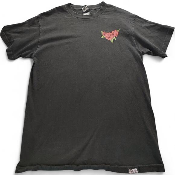 Broken‎ Promises Grunge Rose Graphic Tee J-Pop Kanji Streetwear T-Shirt Men's M - Picture 2 of 8